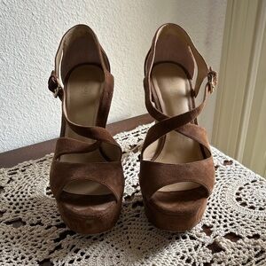 MICHAEL Michael Kors Brown Suede Platform Heels